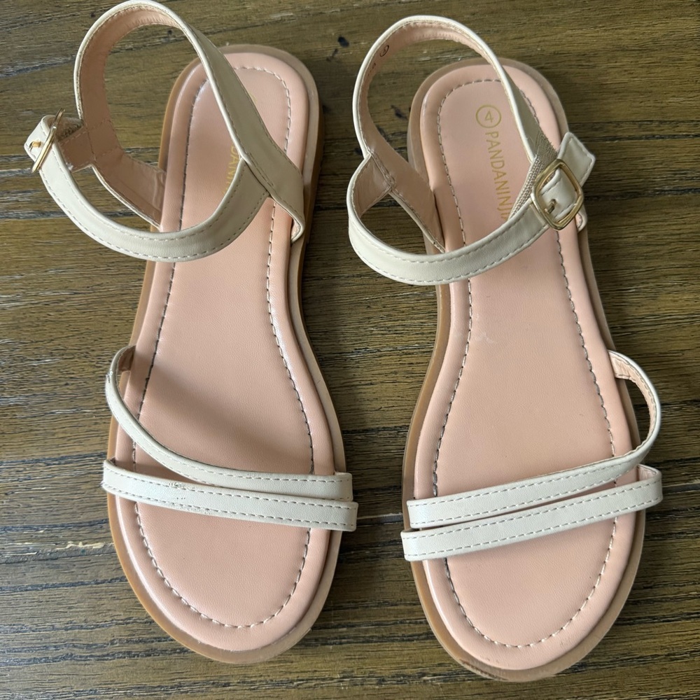 Pandaninja cream strappy sandals